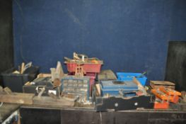 SIX BOXES OF TOOLS, including a Stanley No.71 router plane (no blade), a Record No.5 plane (