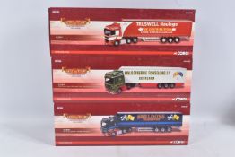 THREE BOXED LIMITED EDITION HAULIERS OF RENOWN 1:50 SCALE CORGI DAF DIECAST MODEL TRUCKS, to include