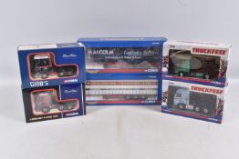 SIX BOXED LIMITED EDITION 1:50 SCALE CORGI TRUCK CABS AND TRAILERS DIECAST MODELS, to include a