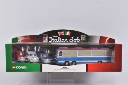 A BOXED CORGI CLASSICS 'THE ITALIAN JOB' THREE MINIS AND COACH SET, No.36502, appears complete and