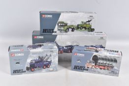 FOUR BOXED CORGI CLASSICS HEAVY HAULAGE SETS, 2 x Scammell Constructors and 24 wheel girder low