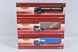 THREE BOXED LIMITED EDITION CORGI HAULIERS OF RENOWN 1:50 SCALE MERCEDES-BENZ ACTROS DIECAST MODEL