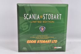 A BOXED LIMITED EDITION 1:50 SCALE CORGI EDDIE STOBART LTD DIECAST MODEL HAULAGE TRUCK, box reads '