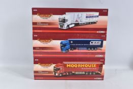 THREE BOXED LIMITED EDITION HAULIERS OF RENOWN 1:50 SCALE CORGI DAF DIECAST MODEL TRUCKS, to include