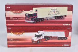 TWO BOXED LIMITED EDITION CORGI HAULIERS OF RENOWN 1:50 SCALE DIECAST MODEL SCANIA HAULAGE TRUCKS,