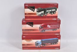 THREE BOXED LIMITED EDITION 1:50 SCALE CORGI DIECAST MODEL HAULAGE TRUCK, to include a RIGIDS Scania