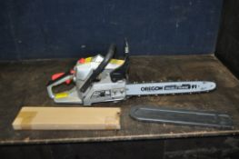 A SPEAR AND JACKSON SCS3840S PETROL CHAINSAW, with blade guard (engine pulls freely but hasn't