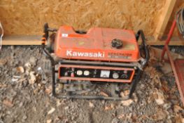 A KAWASAKI KG1500B PETROL GENERATOR with two non UK 240v and one 12v outlet (engine pulls freely but