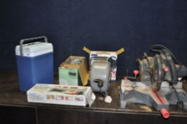 A PERFORMANCE POWER SLIDING COMPOUND MITRE SAW (PAT pass and working but dust pipe broken at saw), a