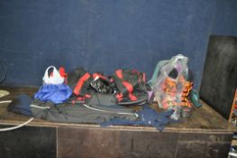 A COLLECTION OF SKIING EQUIPMENT, including a pair of Nordica boots (marked 27.0/27.5 on
