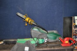 AN ATCO ELECTRIC LAWN MOWER, with grassbox, a Gardenline blower vac (both PAT pass and working)