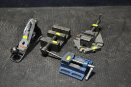 THREE PRECISION VICES, along with a Stanley No 4 smoothing plane (4)