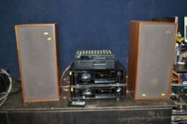 A COLLECTION OF COMPONENT HI FI EQUIPMENT, comprising two Pioneer CT91A tape decks (one doesn't play