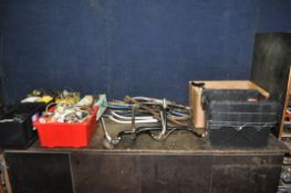 A COLLECTION OF VINTAGE BICYCLE PARTS, including handlebars, grips, brake levers and calipers,