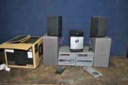 A TECHNICS CH9 MINI COMPONENT HI FI, comprising a tuner, dual tape, amp, CD, speakers and remote,