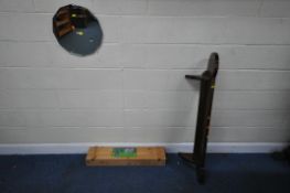 A HOUSE OF MARBLES CROQUET SET, a shelf, and a wall mirror, condition report: all with general signs