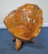 A SOLID ROOT WOOD SWIVEL CHAIR, width 89cm x depth 74cm x height 93cm, condition report: ideal for
