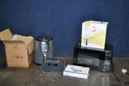 A SELECTION OF HOUSEHOLD ELECTRICAL ITEMS, including of a Ninja air fryer, a Panasonic microwave,