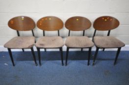 BEAUTILITY, A SET OF FOUR MID-CENTURY TOLA AND BLACK CHAIRS, with a bentwood backrest, raised on
