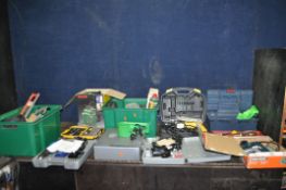 A COLLECTION OF POWER AND HAND TOOLS including a Black and Decker jigsaw, various soldering irons, a