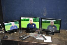 A LG M2262D 22in V with remote, a Toshiba 19AV505D 19in TV with remote and a Goodman's LED1616