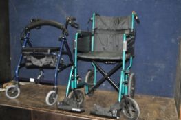 A DAYS MOBILITY FOLDING WHEELCHAIR with two footrests and a Betterlife rollator (2)