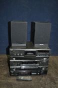 A TECHNICS, SONY AND MORDAUNT SHORT COMPONENT HI FI comprising of a SA-GX390 AV receiver amp with
