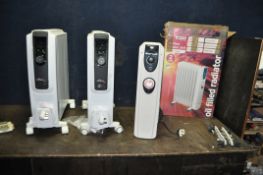 TWO DeLonghi DRAGON 4 PRO OIL FILLED RADIATORS and a boxed Homebase oil filled radiator (3) (all PAT
