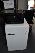A COMFEE RETRO STYLE FRIDGE with rounded corners, width 55cm, depth 55cm, height 84cm along with a