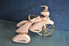 AN AIR FLOW COLLECTABLES (AFC) 1950s CHILD TRIKE with pink paintwork and chromed adornments, seat
