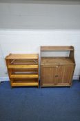 A MODERN PINE CABINET, with a single shelf over double cupboard doors, width 93cm x depth 42cm x