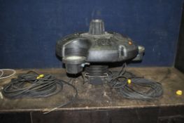 AN OASE POND FLOATING FOUNTAIN WITH ILLUMINATION very long cabling for pump, 3in twelve hole brass