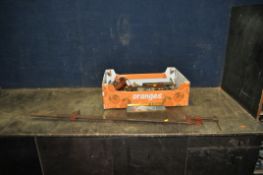 A TRAY CONTAINING CARPENTRY TOOLS including chisels and gouges by Marples and others, a Ridgway