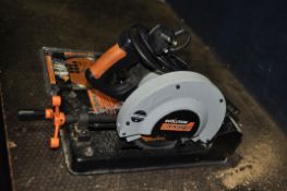 AN EVOLUTION RAGE 4 CHOP SAW with 7 1/4in blade fitted and a spare blade (PAT pass and working) (2)