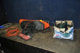 A SELECTION OF POWER TOOLS including a Flymo Gardenvac blower vac, a Parkside car polisher and a