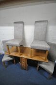 A MODERN LIGHT OAK GATE LEG TABLE, with three drawers to each side, open width 152cm x closed