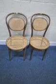 A PAIR OF DINETTE BENTWOOD CHAIRS, with cane back and seats, width 42cm x depth 54cm x height