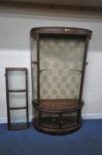 A HARDWOOD DEMI-LUNE DISPLAY CABINET, fitted with two large over two small glass doors, width