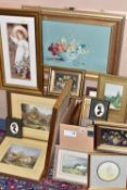 A SELECTION OF FRAMED DECORATIVE PRINTS ETC, to include prints after Sigismund Goetze, Charles