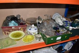 THREE BOXES AND LOOSE MISCELLANEOUS, to include dinnerware, names include Spode, Royal Winton,