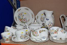 A COLLECTION OF MOSTLY AYNSLEY 'COTTAGE GARDEN' TEAWARE ETC comprising a tea pot, a milk jug, a