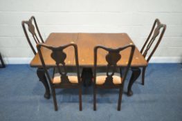 A VICTORIAN MAHOGANY WIND OUT DINING TABLE, with one additional leaf, raised on cabriole legs with