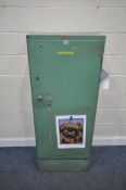 LEYLAND OFFICE EQUIPMENT LIMITED, A GREEN PAINTED METAL SINGLE DOOR CABINET, width 62cm x depth 47cm