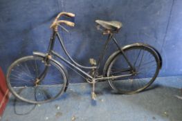 A VINTAGE LADIES BIKE with 21in frame and a Leatheries leather saddle