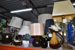 A COLLECTION OF VASES, LAMPS, AND ARTIFICAL PLANTS to include six potted artificial plants, a