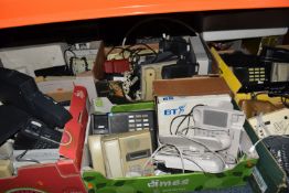 SIX BOXES OF ASSORTED VINTAGE PHONES AND PARTS to include two BT Ports Modules, vintage telephones
