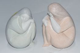 TWO MATT LLADRO FIGURES comprising 'Sun Girl' No. 8047 and 'Moon Girl' No. 8048, designed by Raul
