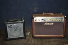 A MARSHALL AS50R ACOUSTIC GUITAR COMBO with chorus and a Roland Cube 15 guitar amp (both PAT pass