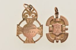 A VICTORIAN FOOTBALL MEDALLION, personal engraving reading 'H.R BROWN STOKE FC STAFF. FOOTBALL ASSON