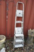 THREE ALUMINIUM STEP LADDERS the largest being 186cm (3)